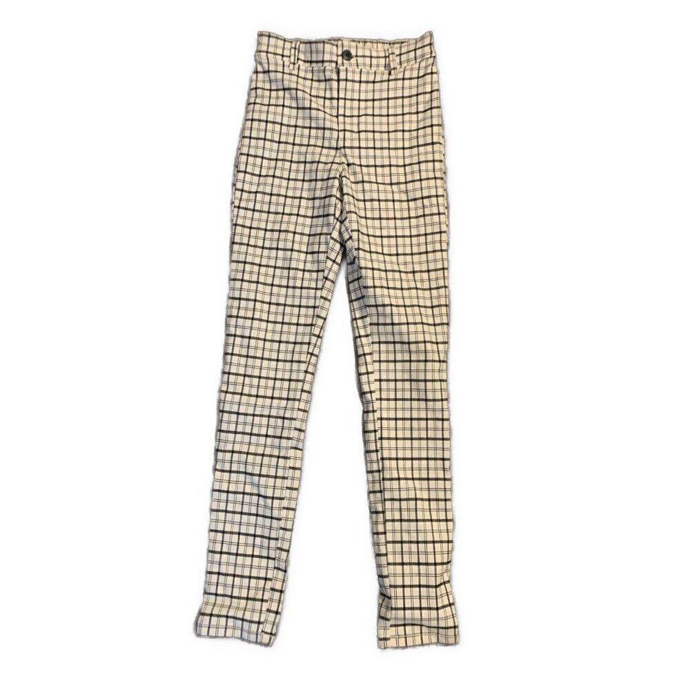 Garage Womens Black White Plaid High Rise Skinny Jeans Denim Small